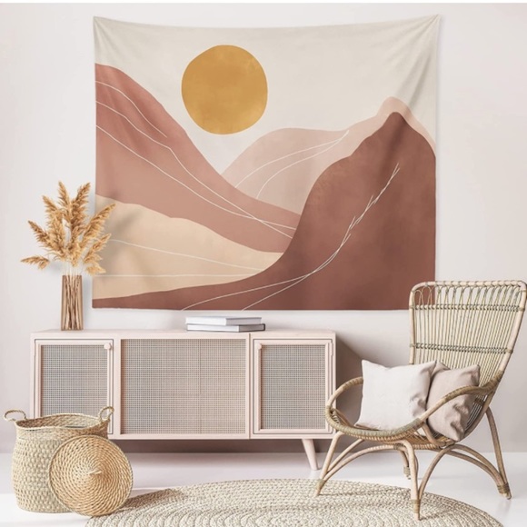 Neutral Minimalist Sunrise/Sunset Warm Colorful Festival Boho Tapestry/Wall Art - Picture 6 of 6